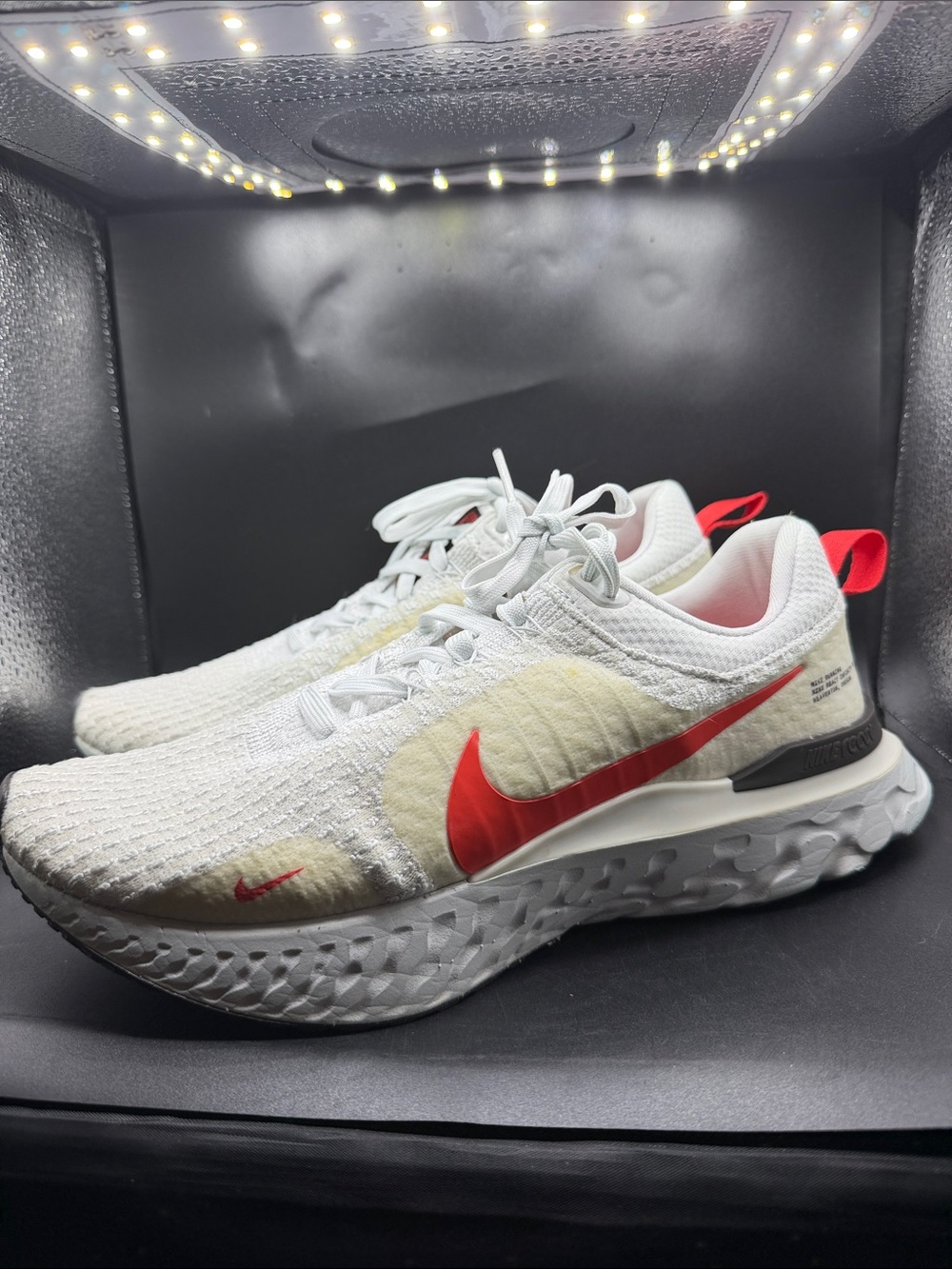 Nike React infinity run flyknit 3 white light crimson shoes